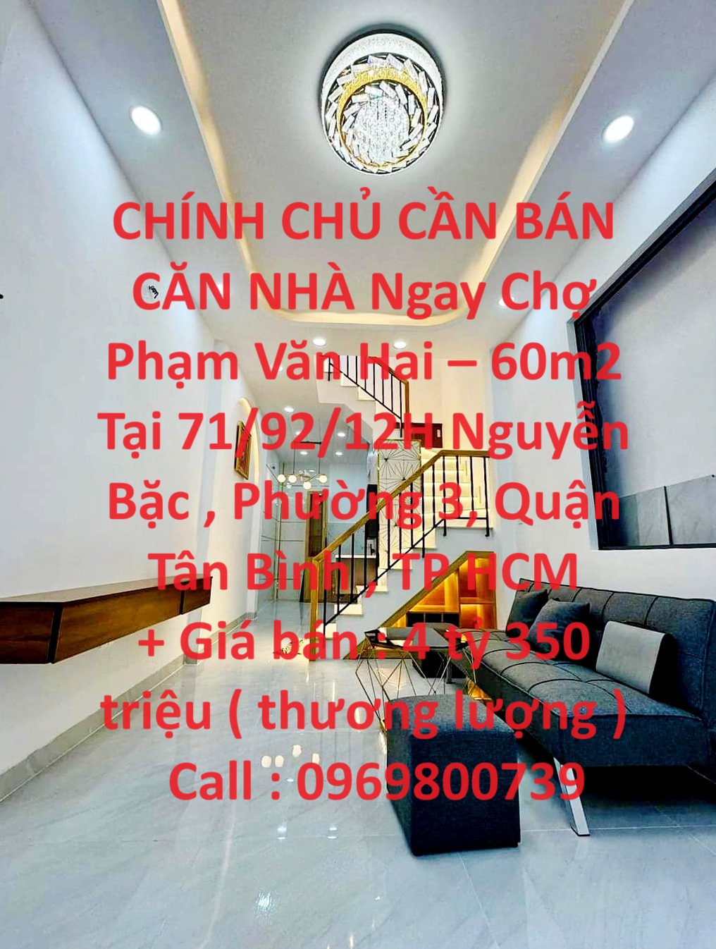 CHÍNH CHỦ CẦN BÁN CĂN NHÀ Ngay Chợ Phạm Văn Hai – 60m2 Tại Quận Tân Bình ,TP HCM - Ảnh chính
